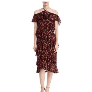 Annabeth Off-Shoulder Hearts Burnout Velvet Dress